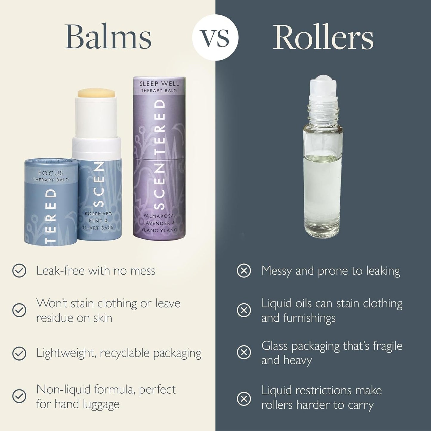 Aromatherapy Balm Stick Duo for Sleep & Focus - All Natural Sleep Balm with Lavender & Focus Aid with Rosemary - Essential Oil for Relaxation & Concentration - Mother'S Day Gift Ideas