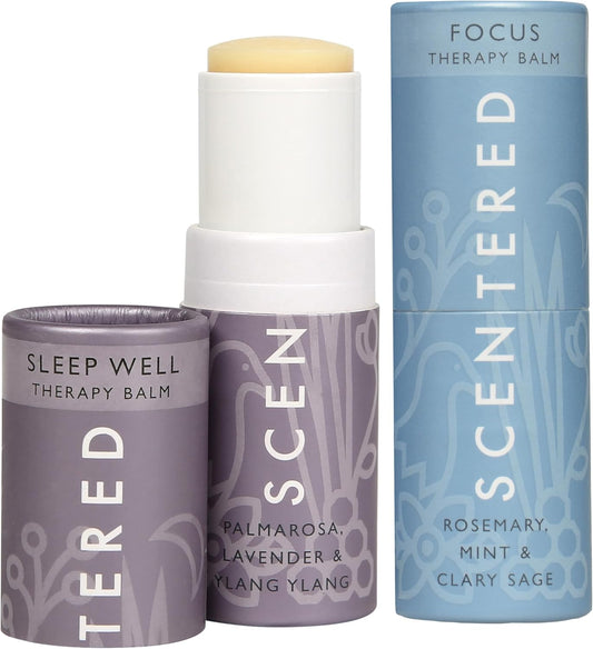 Aromatherapy Balm Stick Duo for Sleep & Focus - All Natural Sleep Balm with Lavender & Focus Aid with Rosemary - Essential Oil for Relaxation & Concentration - Mother'S Day Gift Ideas