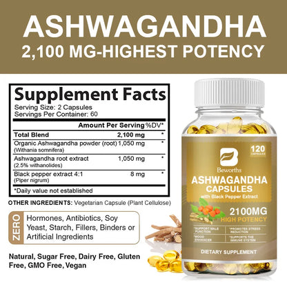 Ashwagandha Root Extract Capsule Help Sleep Improve Sleep Quality Calm down Emotions Relieve Anxiety Mood Health