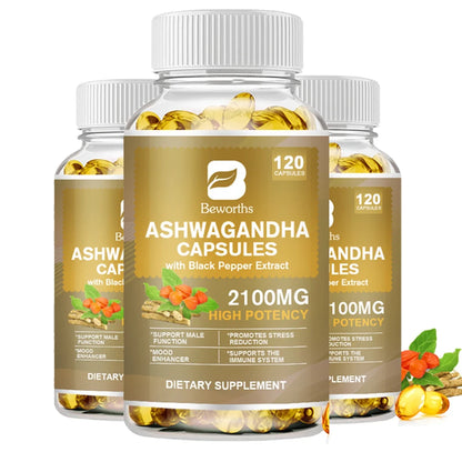 Ashwagandha Root Extract Capsule Help Sleep Improve Sleep Quality Calm down Emotions Relieve Anxiety Mood Health